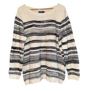NWT Karen Scott Striped Textured Sweater Women's 2X Beachy Old Money Comfy